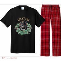 Lucky Cat Meow Money Cat Lovers Gift Pajama Set thumb 0