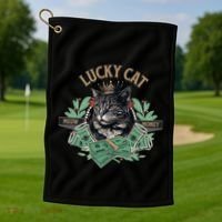 Lucky Cat Meow Money Cat Lovers Gift Golf Towel thumb 1