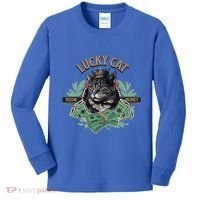 Lucky Cat Meow Money Cat Lovers Gift Kids Long Sleeve Shirt thumb 0