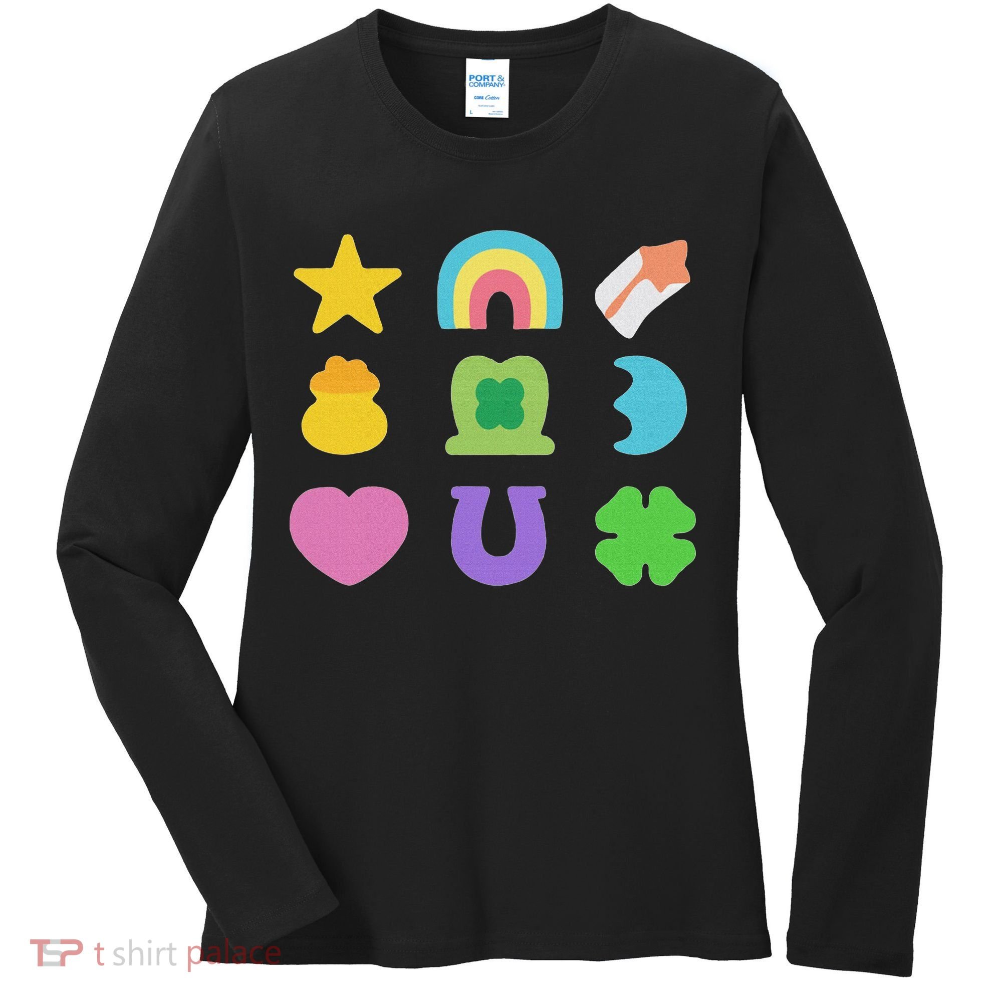 Lucky Cereal Marshmallow Shapes Magically Charms Delicious Women's Long Sleeve Shirt