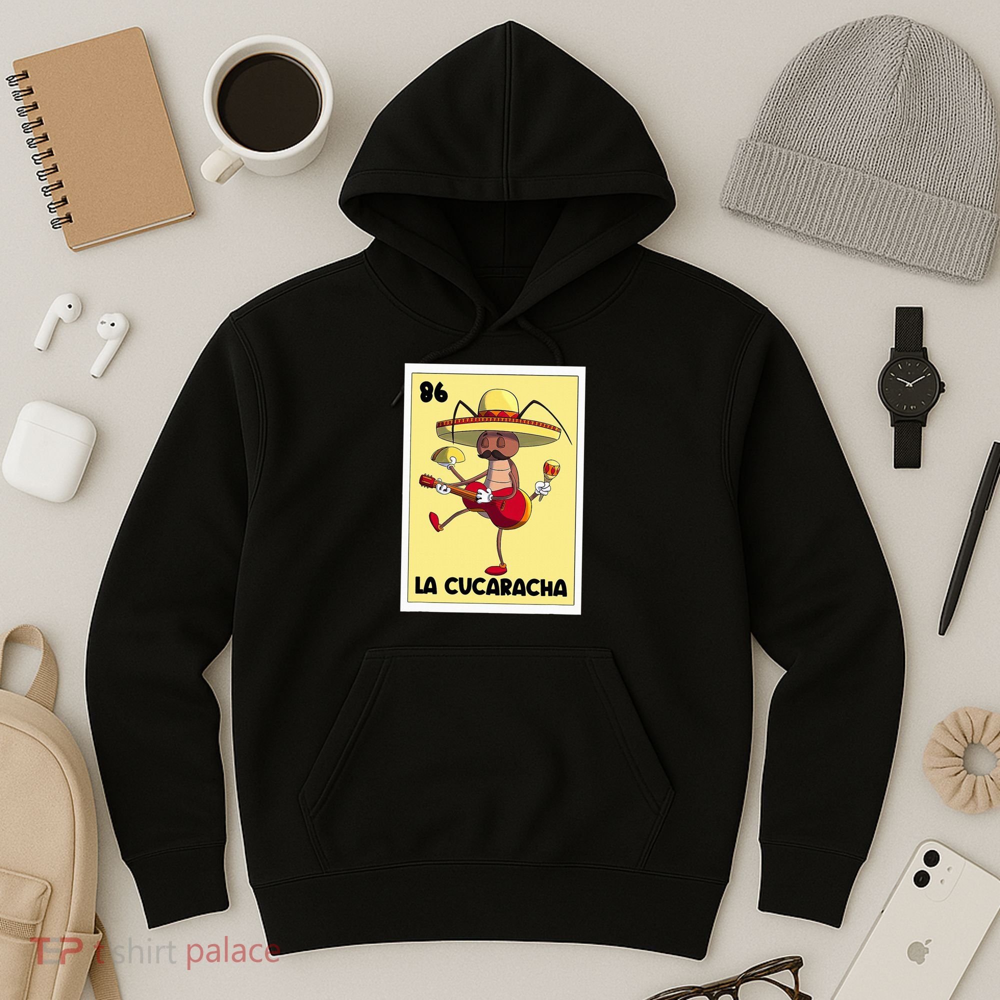 La Cucaracha Mexican Bingo Card Cockroach With Taco & Beer Hoodie