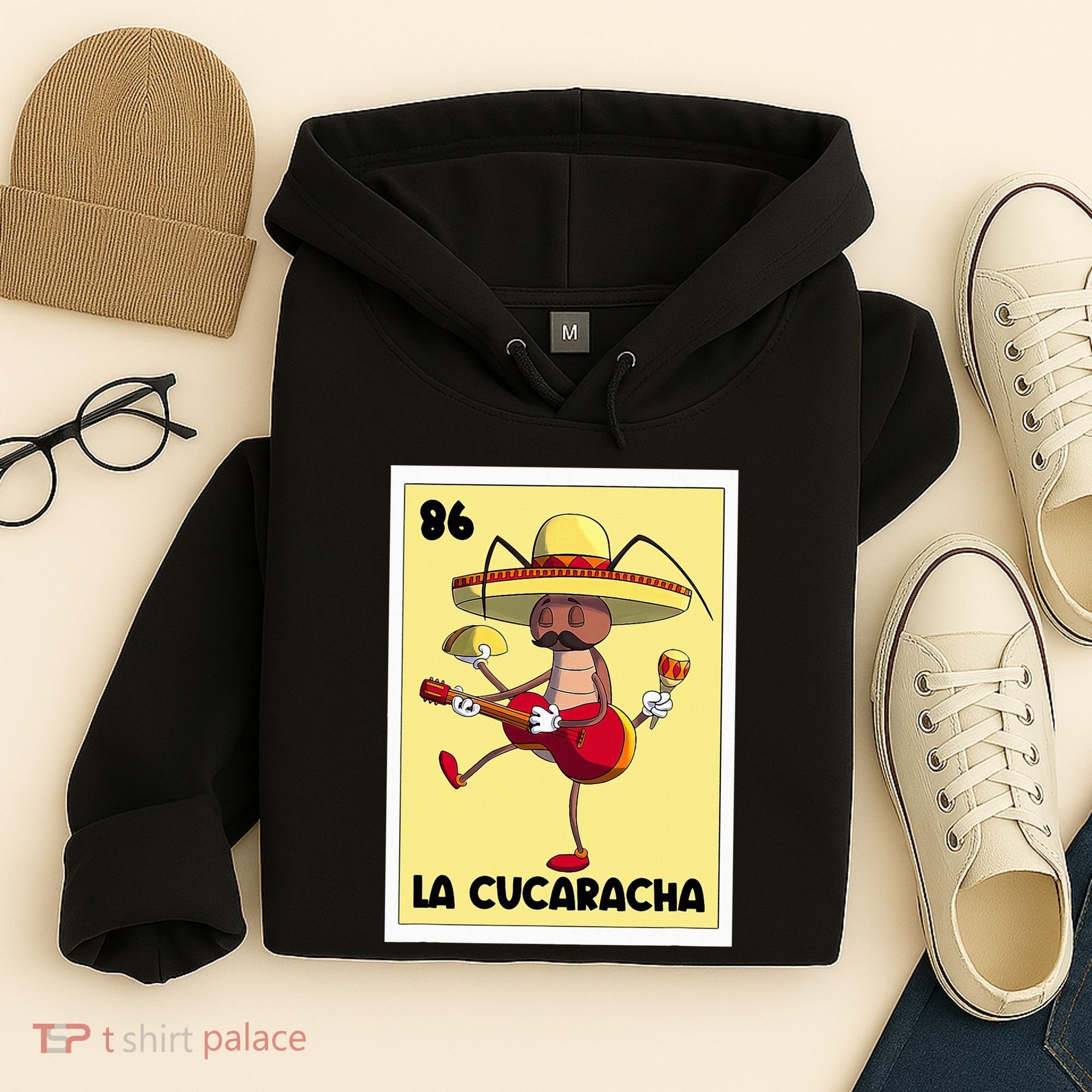 La Cucaracha Mexican Bingo Card Cockroach With Taco & Beer Hoodie