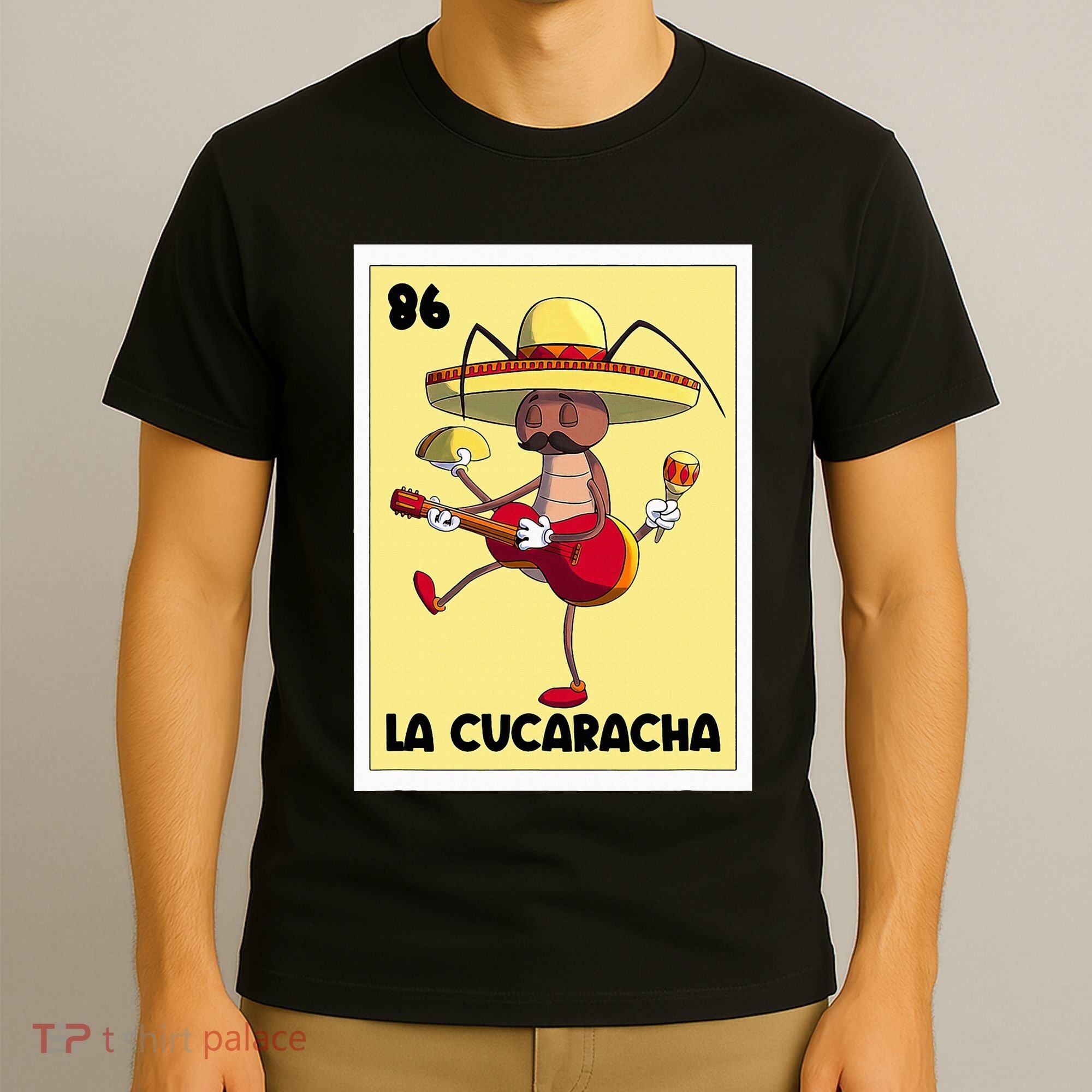 La Cucaracha Mexican Bingo Card Cockroach With Taco & Beer T-Shirt