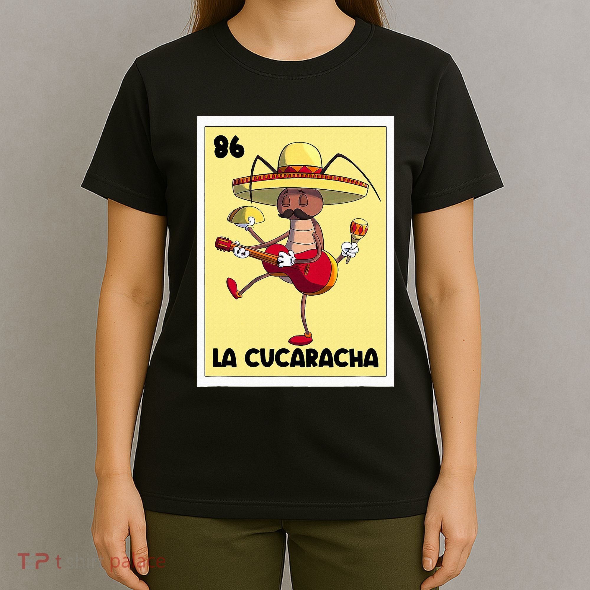 La Cucaracha Mexican Bingo Card Cockroach With Taco & Beer T-Shirt