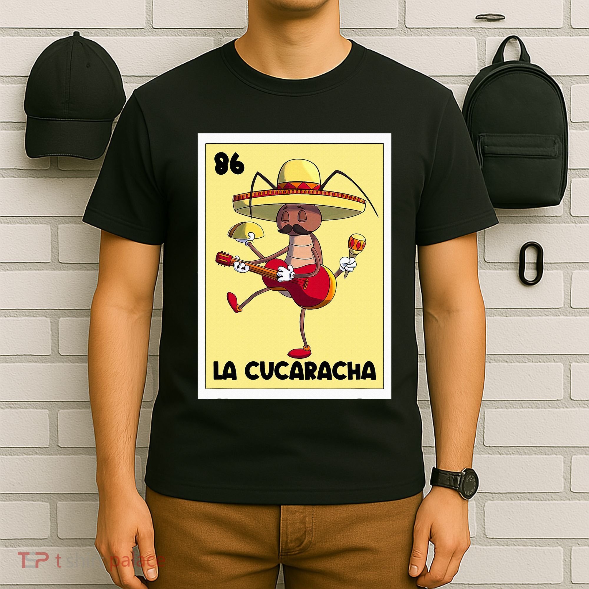 La Cucaracha Mexican Bingo Card Cockroach With Taco & Beer T-Shirt
