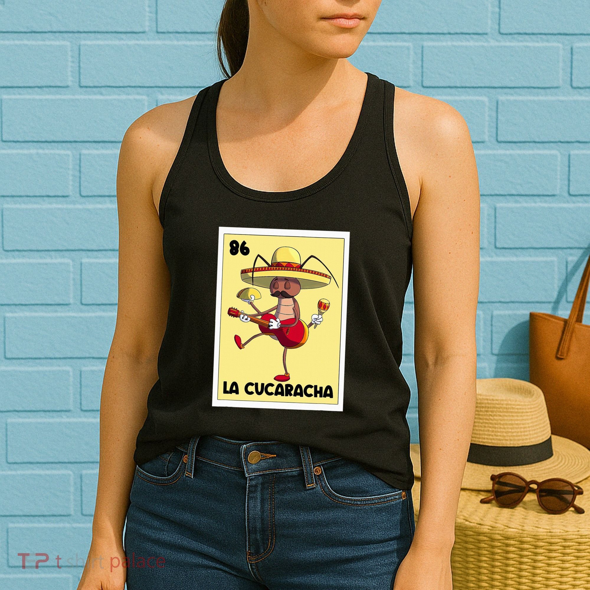 La Cucaracha Mexican Bingo Card Cockroach With Taco & Beer Women's Tank Top