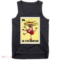 La Cucaracha Mexican Bingo Card Cockroach With Taco & Beer Tank Top thumb 0