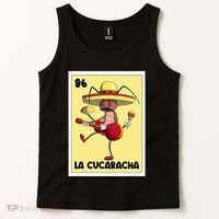 La Cucaracha Mexican Bingo Card Cockroach With Taco & Beer Tank Top thumb 2