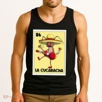 La Cucaracha Mexican Bingo Card Cockroach With Taco & Beer Tank Top thumb 3