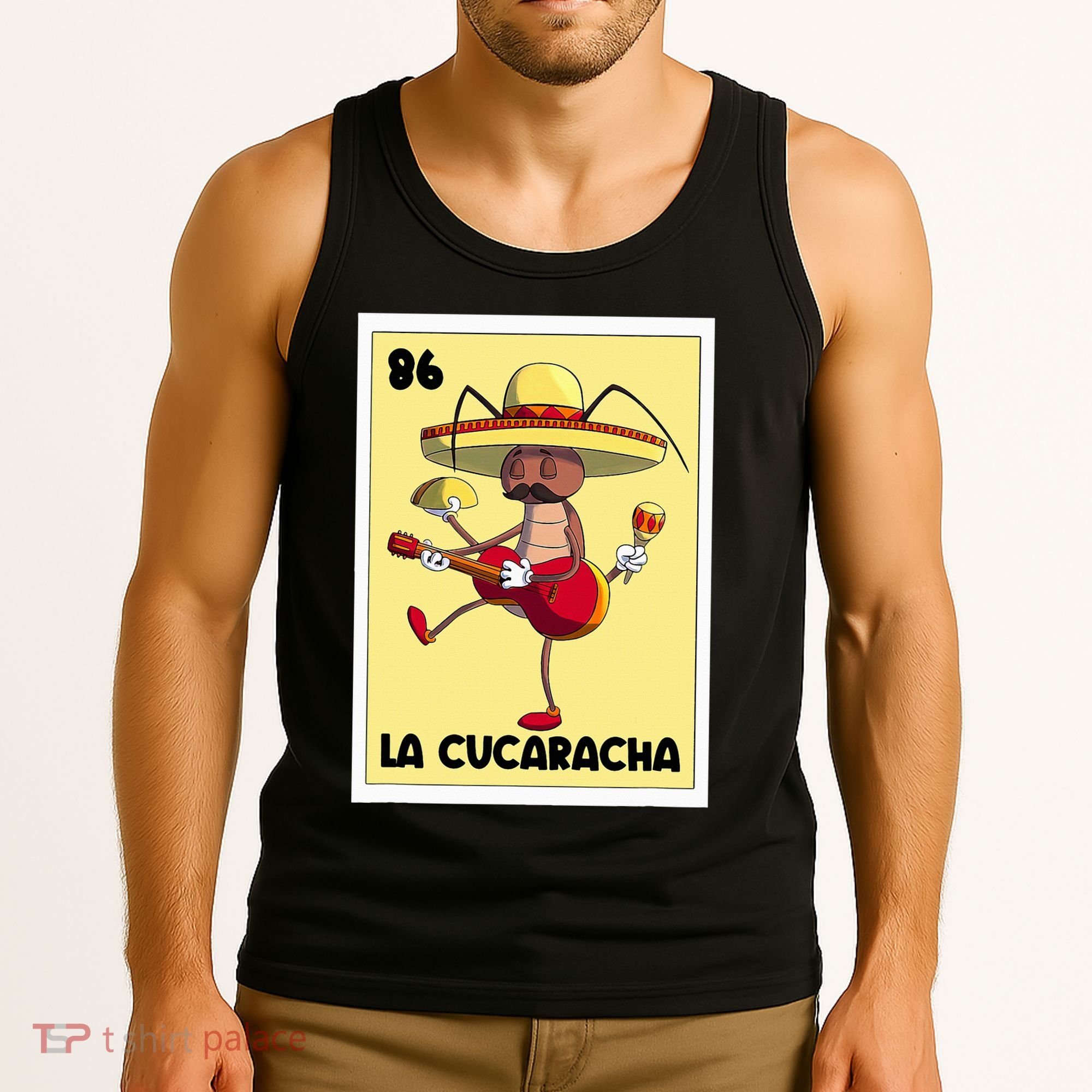 La Cucaracha Mexican Bingo Card Cockroach With Taco & Beer Tank Top