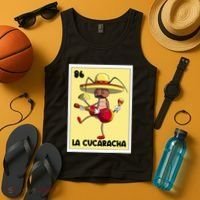 La Cucaracha Mexican Bingo Card Cockroach With Taco & Beer Tank Top thumb 4