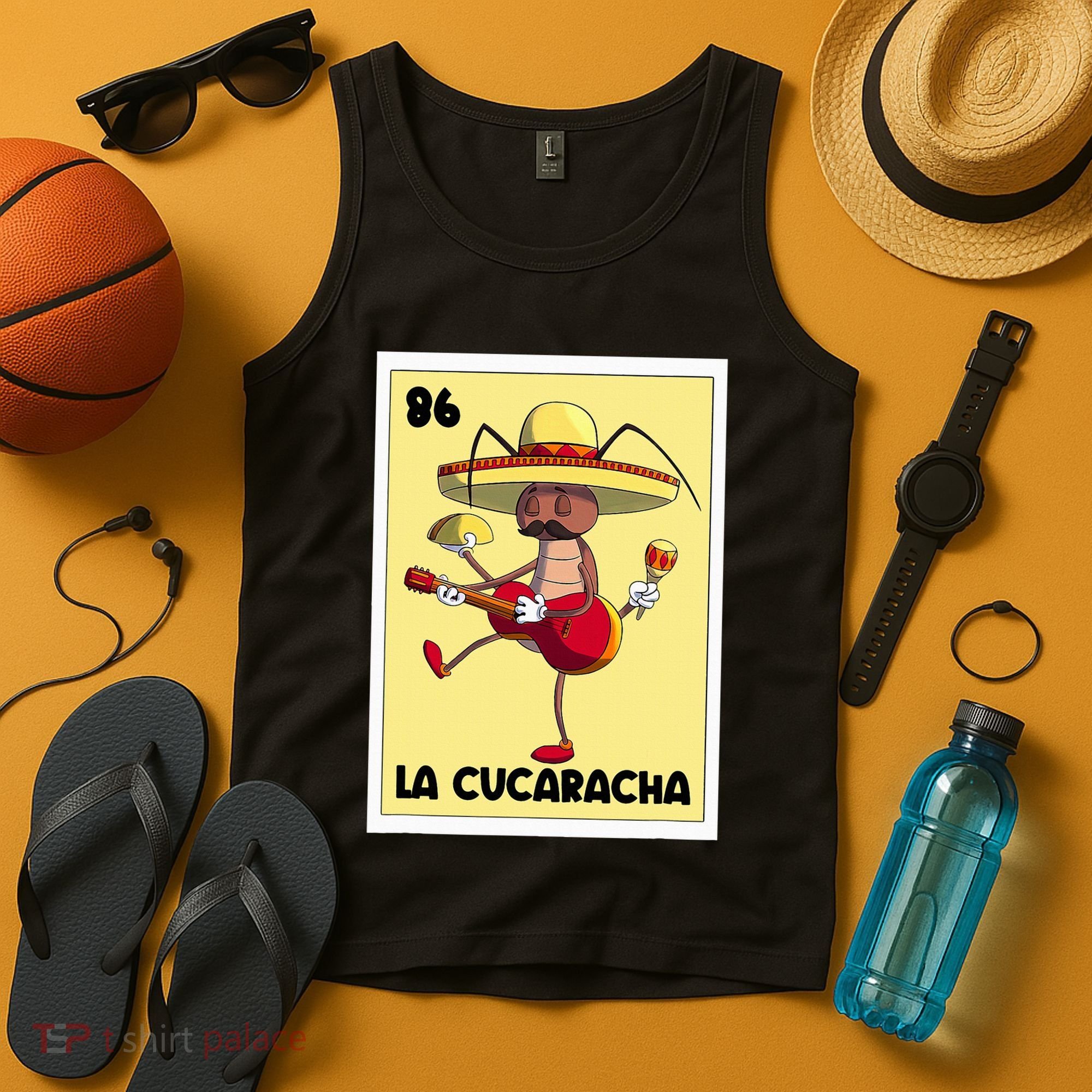 La Cucaracha Mexican Bingo Card Cockroach With Taco & Beer Tank Top