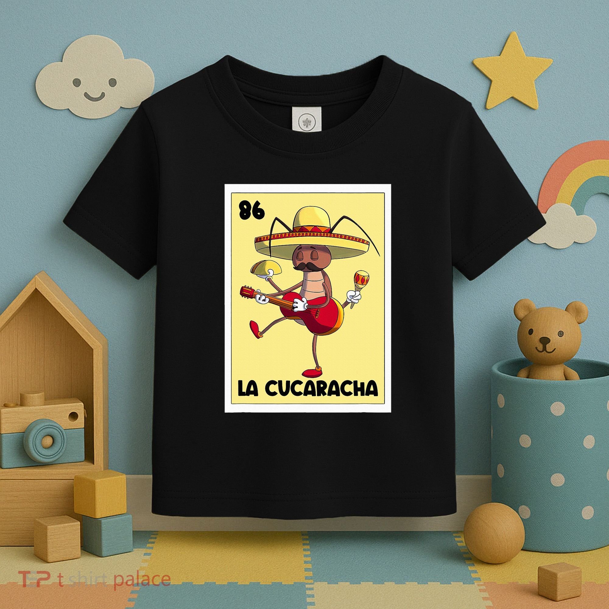 La Cucaracha Mexican Bingo Card Cockroach With Taco & Beer Toddler T-Shirt
