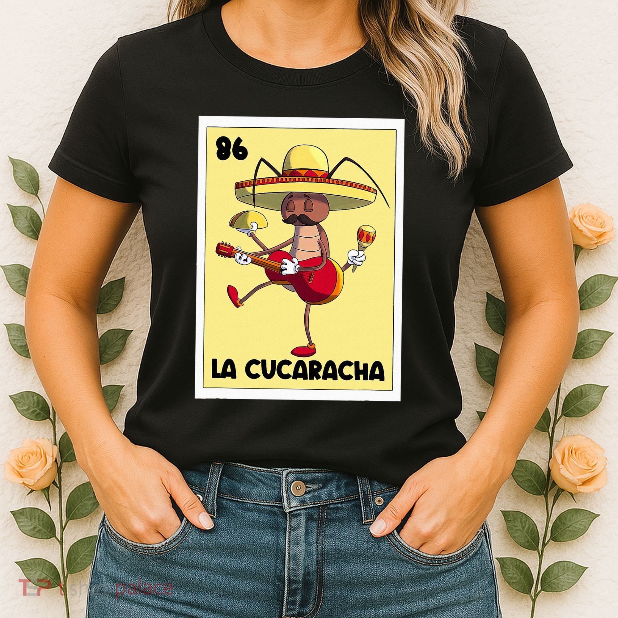 La Cucaracha Mexican Bingo Card Cockroach With Taco & Beer Women's T-Shirt