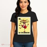 La Cucaracha Mexican Bingo Card Cockroach With Taco & Beer Women's T-Shirt thumb 4