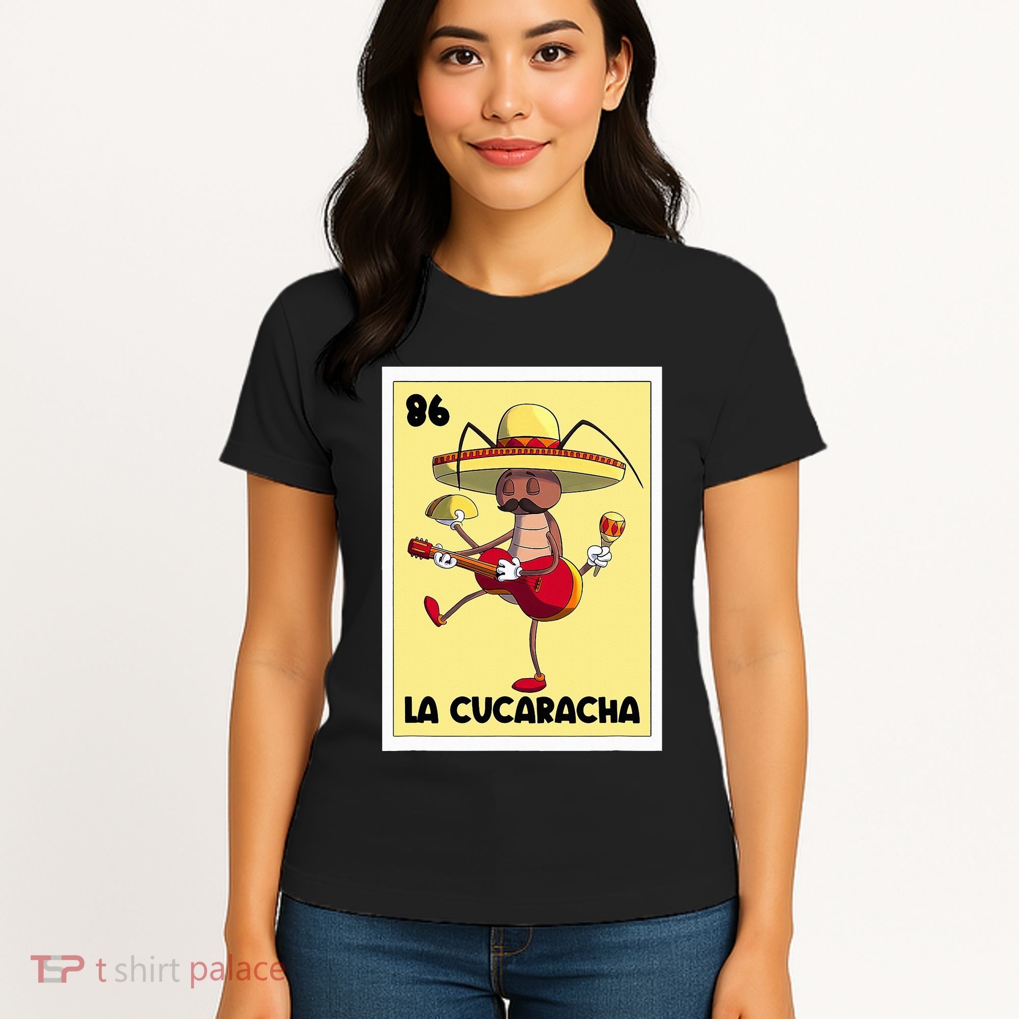 La Cucaracha Mexican Bingo Card Cockroach With Taco & Beer Women's T-Shirt