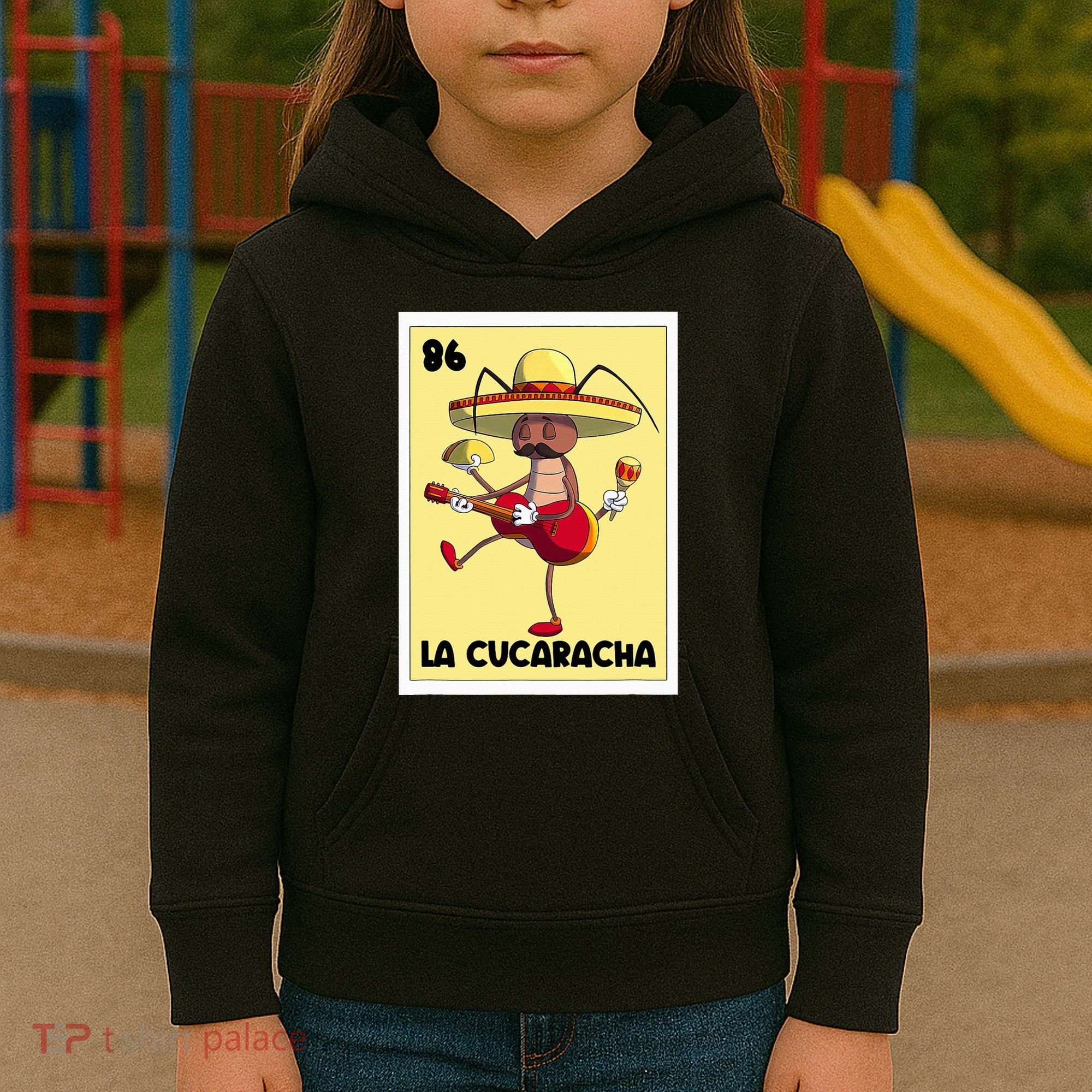 La Cucaracha Mexican Bingo Card Cockroach With Taco & Beer Kids Hoodie