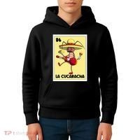 La Cucaracha Mexican Bingo Card Cockroach With Taco & Beer Kids Hoodie thumb 4