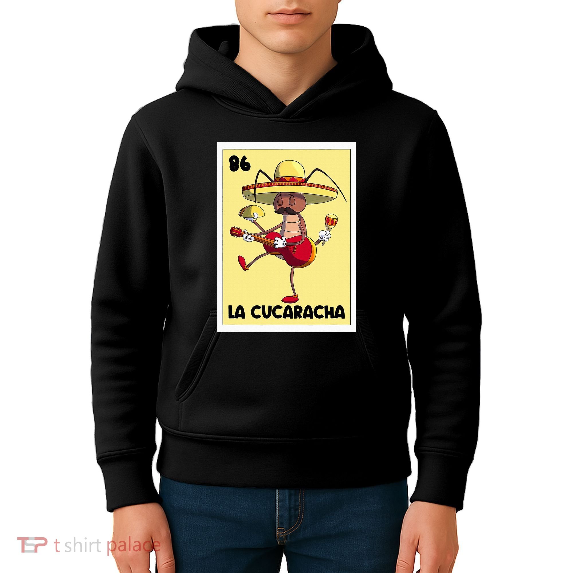 La Cucaracha Mexican Bingo Card Cockroach With Taco & Beer Kids Hoodie