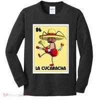 La Cucaracha Mexican Bingo Card Cockroach With Taco & Beer Kids Long Sleeve Shirt thumb 0
