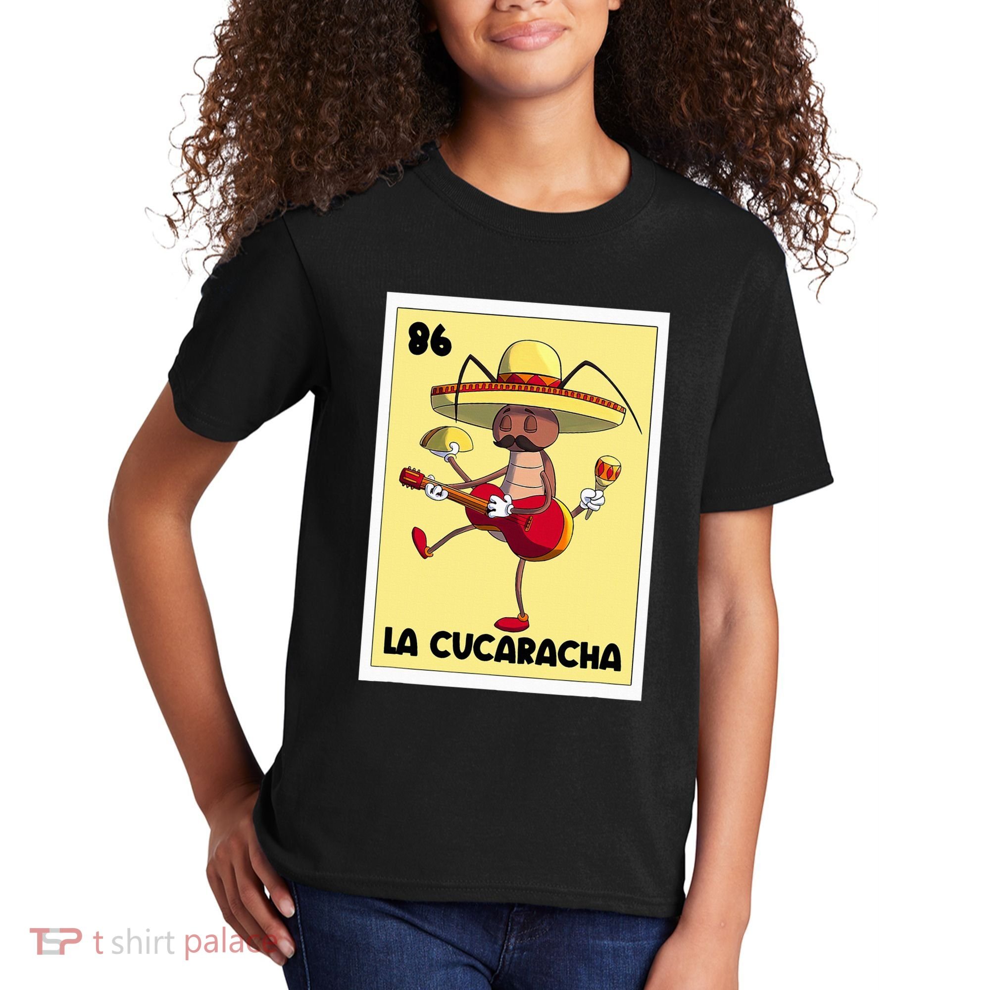 La Cucaracha Mexican Bingo Card Cockroach With Taco & Beer Kids T-Shirt