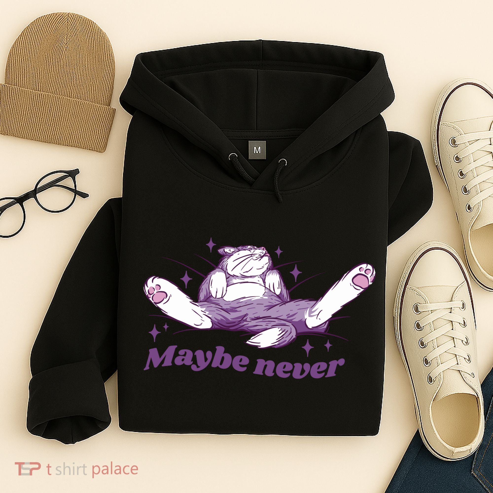 Lazy Cat Maybe Never Funny Hoodie