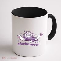 Lazy Cat Maybe Never Funny Coffee Mug thumb 1