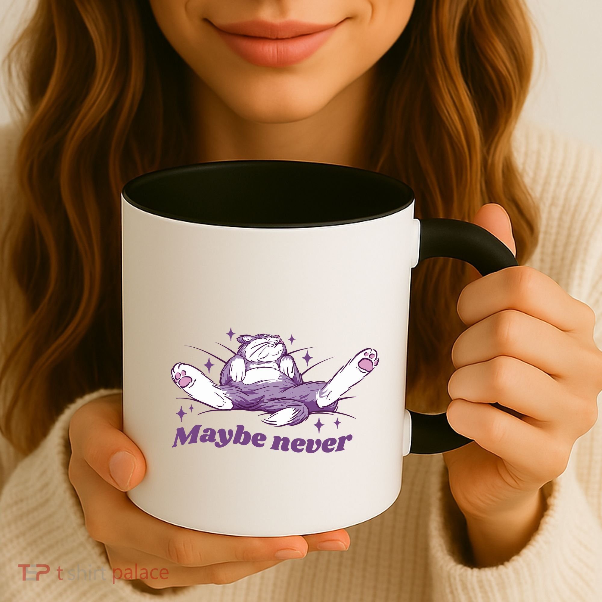 Lazy Cat Maybe Never Funny Coffee Mug