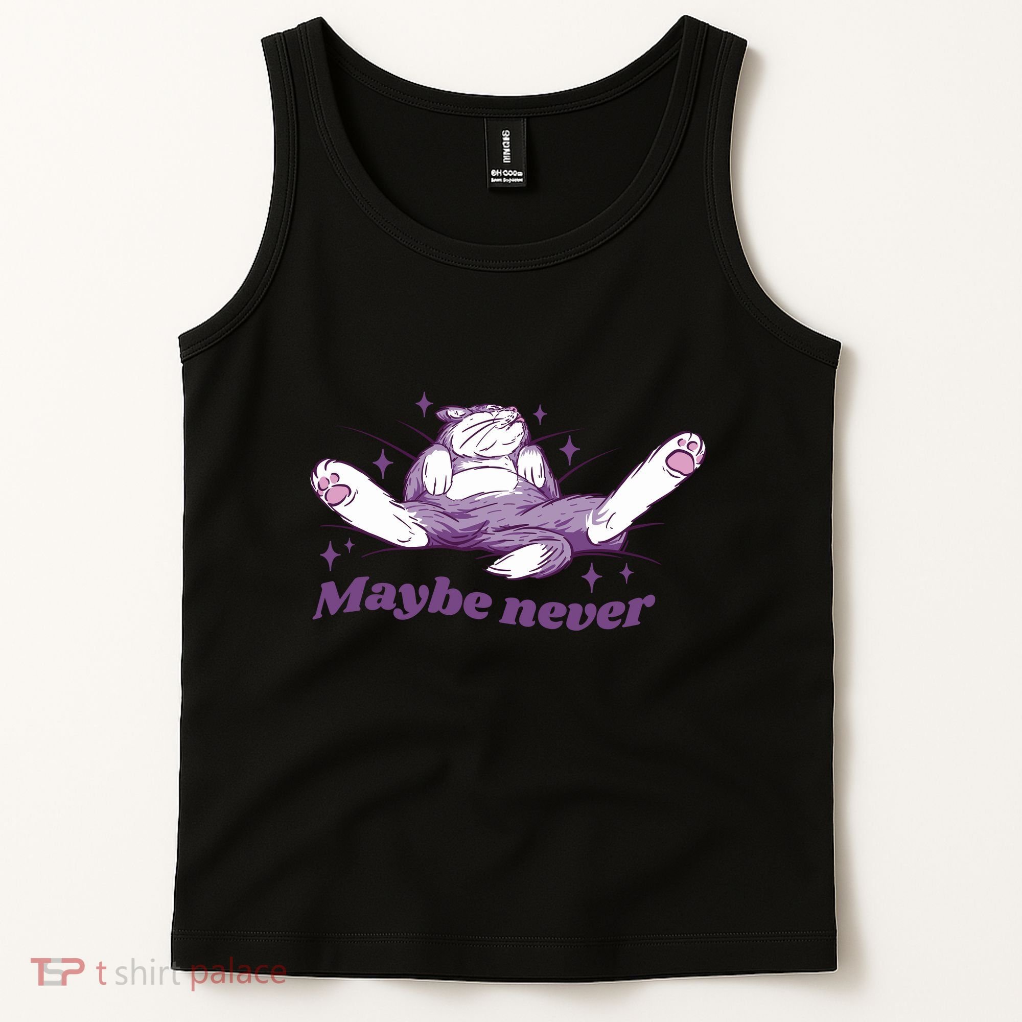 Lazy Cat Maybe Never Funny Tank Top