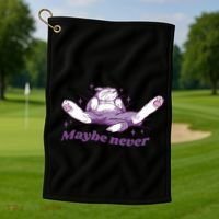 Lazy Cat Maybe Never Funny Golf Towel thumb 1