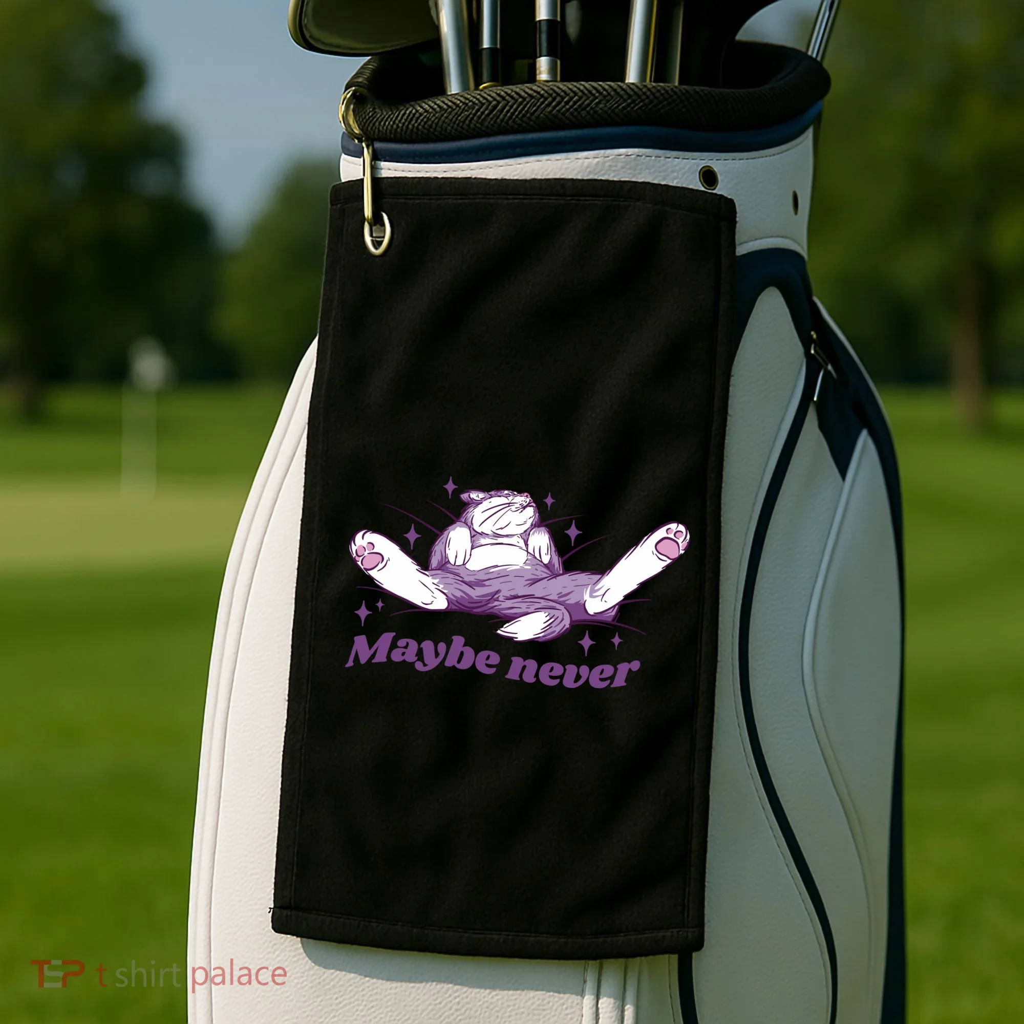 Lazy Cat Maybe Never Funny Golf Towel
