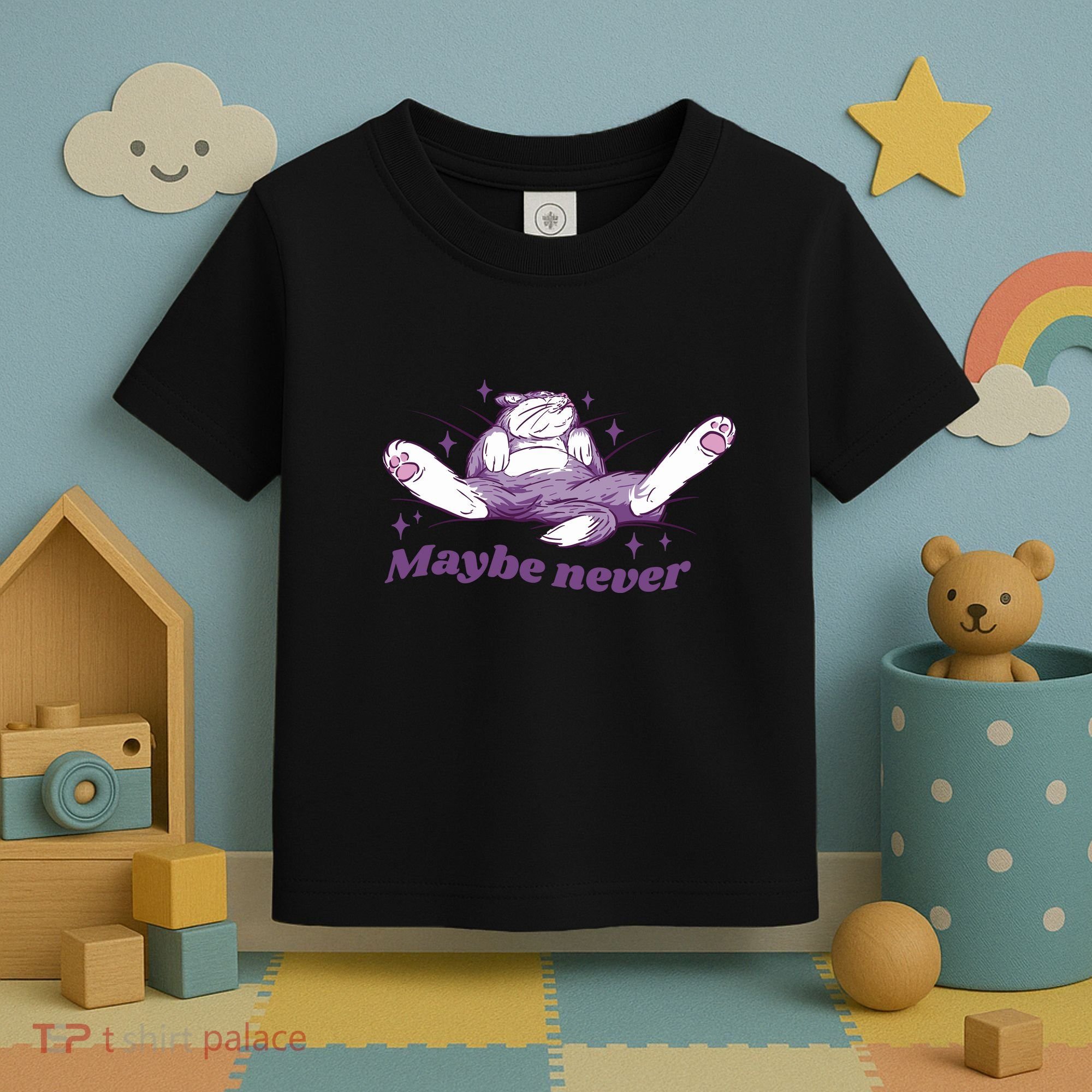 Lazy Cat Maybe Never Funny Toddler T-Shirt