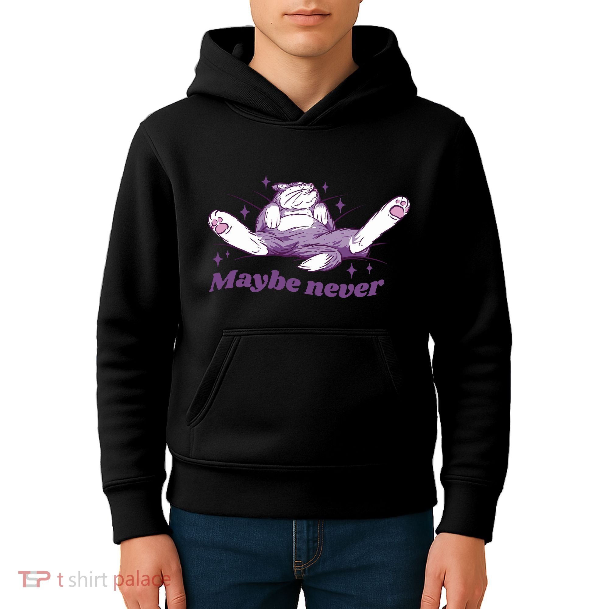 Lazy Cat Maybe Never Funny Kids Hoodie