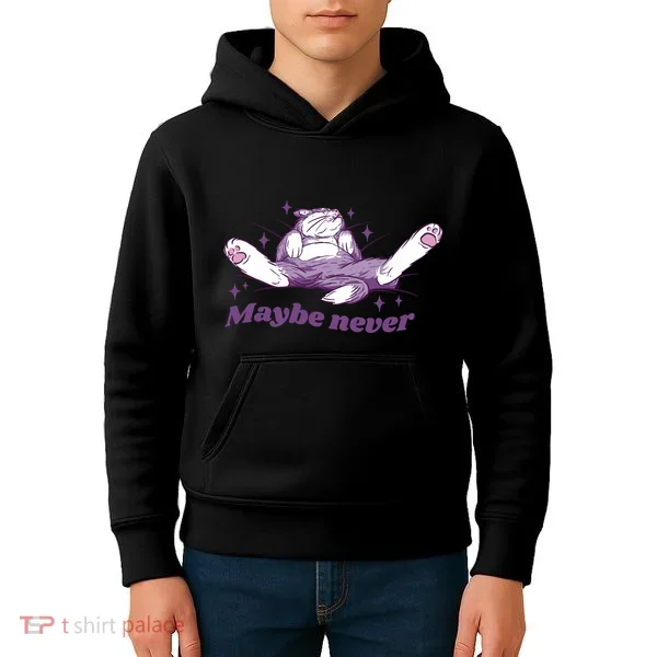 Lazy Cat Maybe Never Funny Kids Hoodie