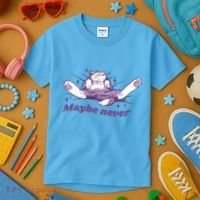 Lazy Cat Maybe Never Funny Kids T-Shirt thumb 3