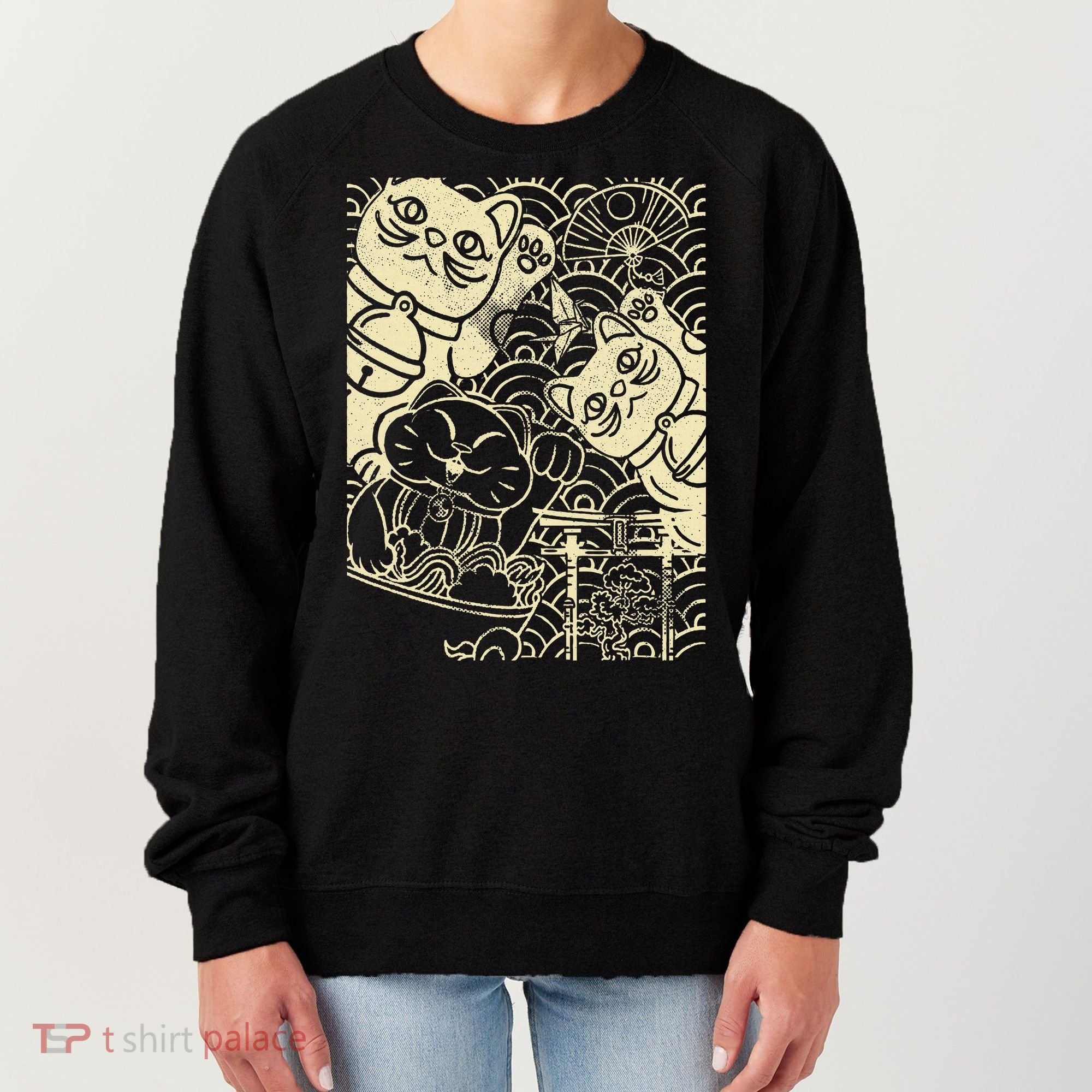 Lucky Cat Maneki Neko Japanese Good Luck Japan Life Women's Sweatshirt