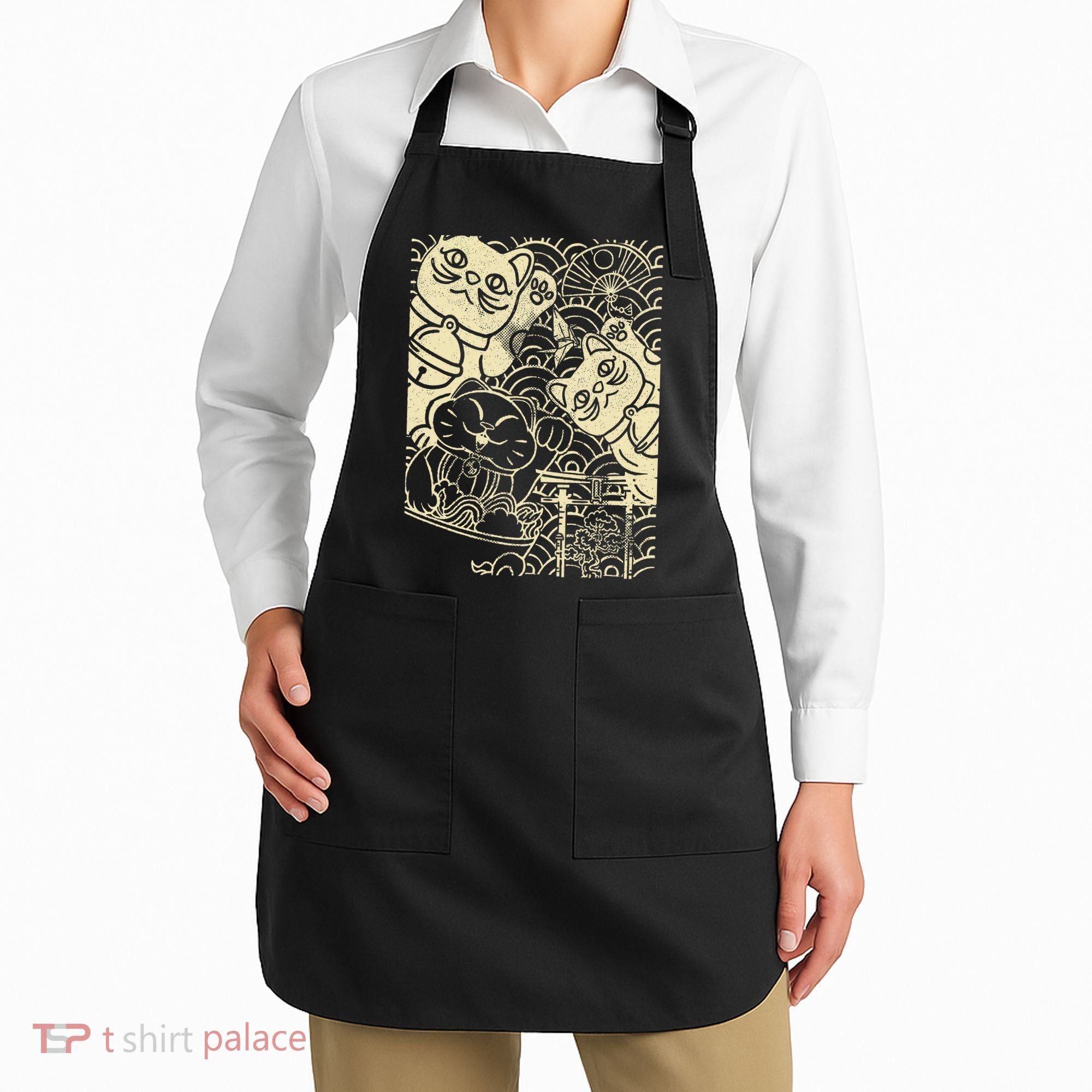 Lucky Cat Maneki Neko Japanese Good Luck Japan Life Apron