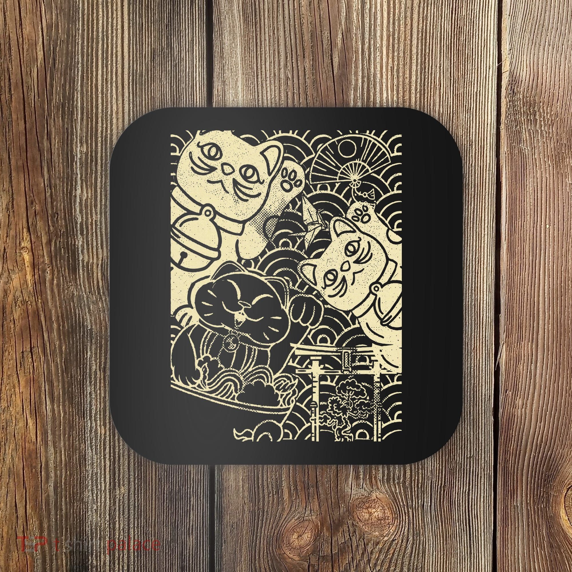 Lucky Cat Maneki Neko Japanese Good Luck Japan Life Coaster