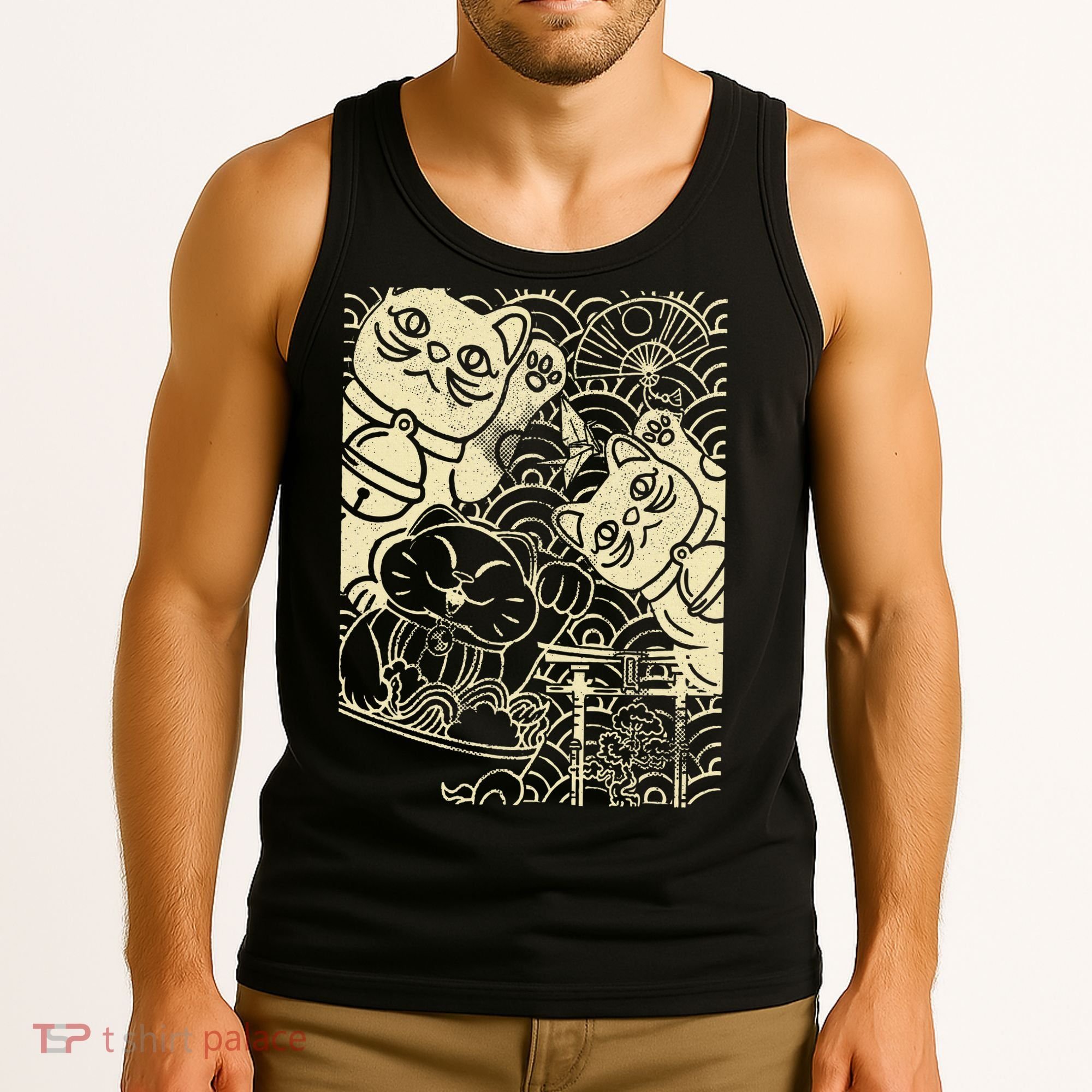 Lucky Cat Maneki Neko Japanese Good Luck Japan Life Tank Top