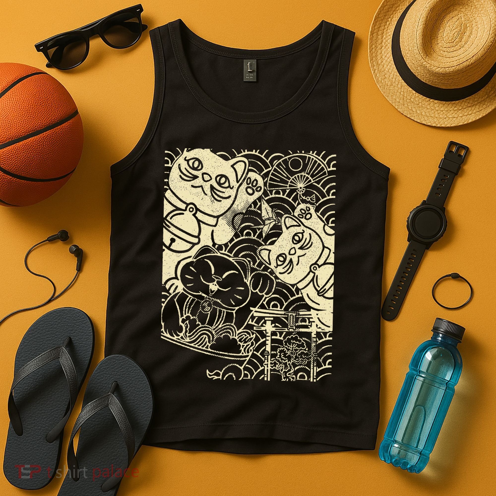 Lucky Cat Maneki Neko Japanese Good Luck Japan Life Tank Top