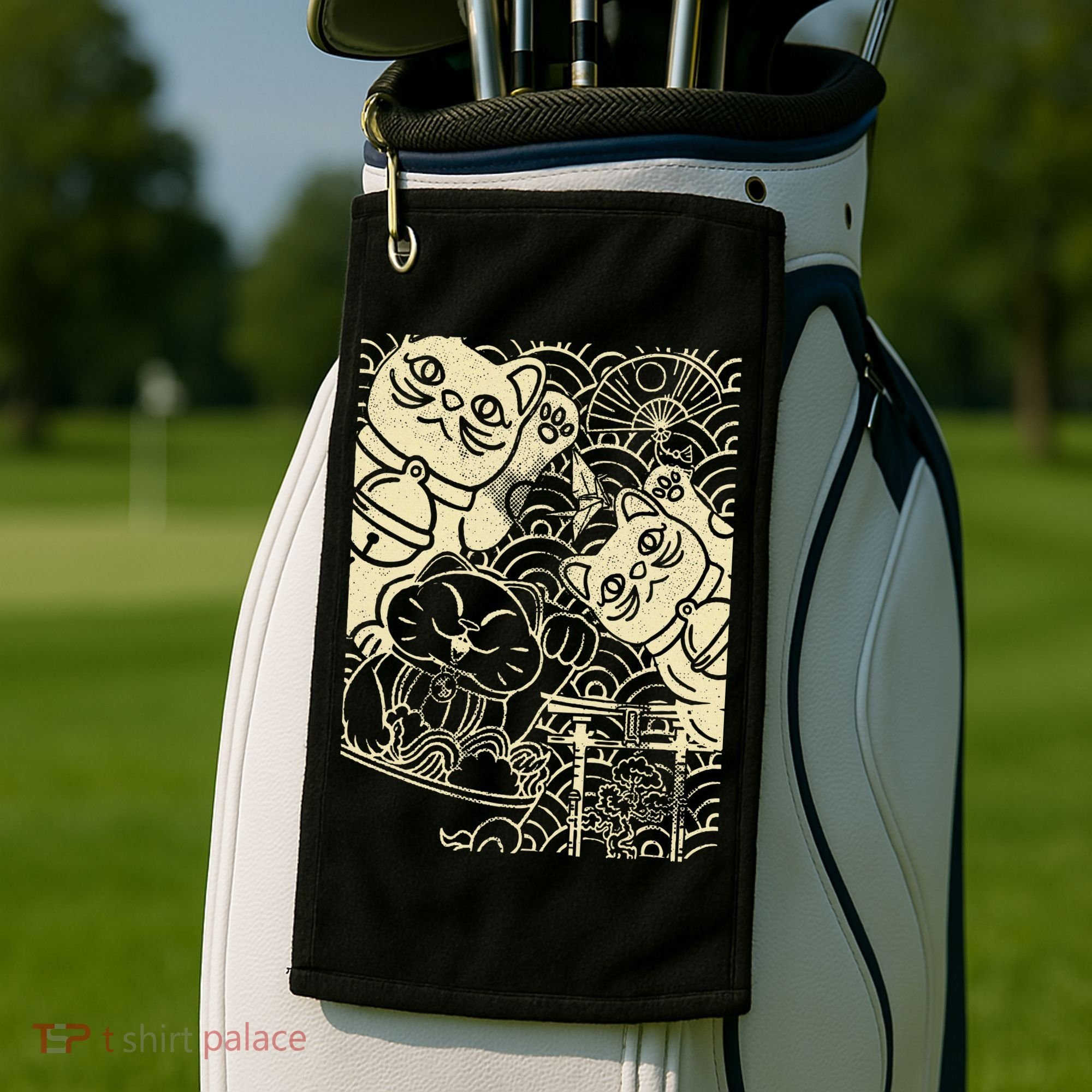 Lucky Cat Maneki Neko Japanese Good Luck Japan Life Golf Towel