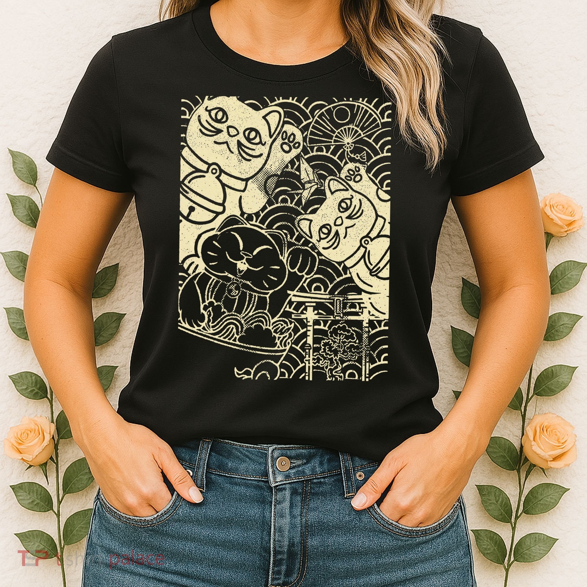 Lucky Cat Maneki Neko Japanese Good Luck Japan Life Women's T-Shirt