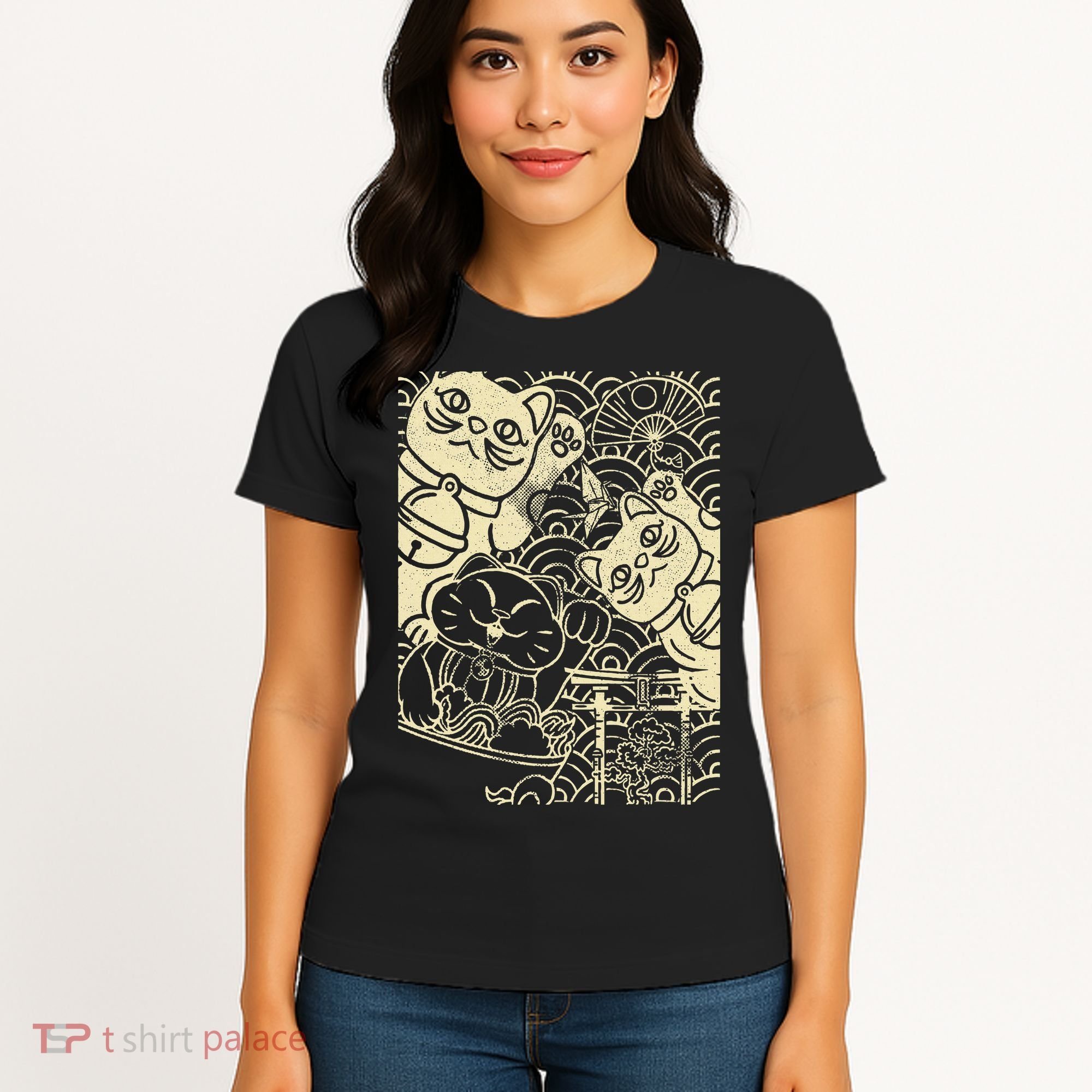 Lucky Cat Maneki Neko Japanese Good Luck Japan Life Women's T-Shirt