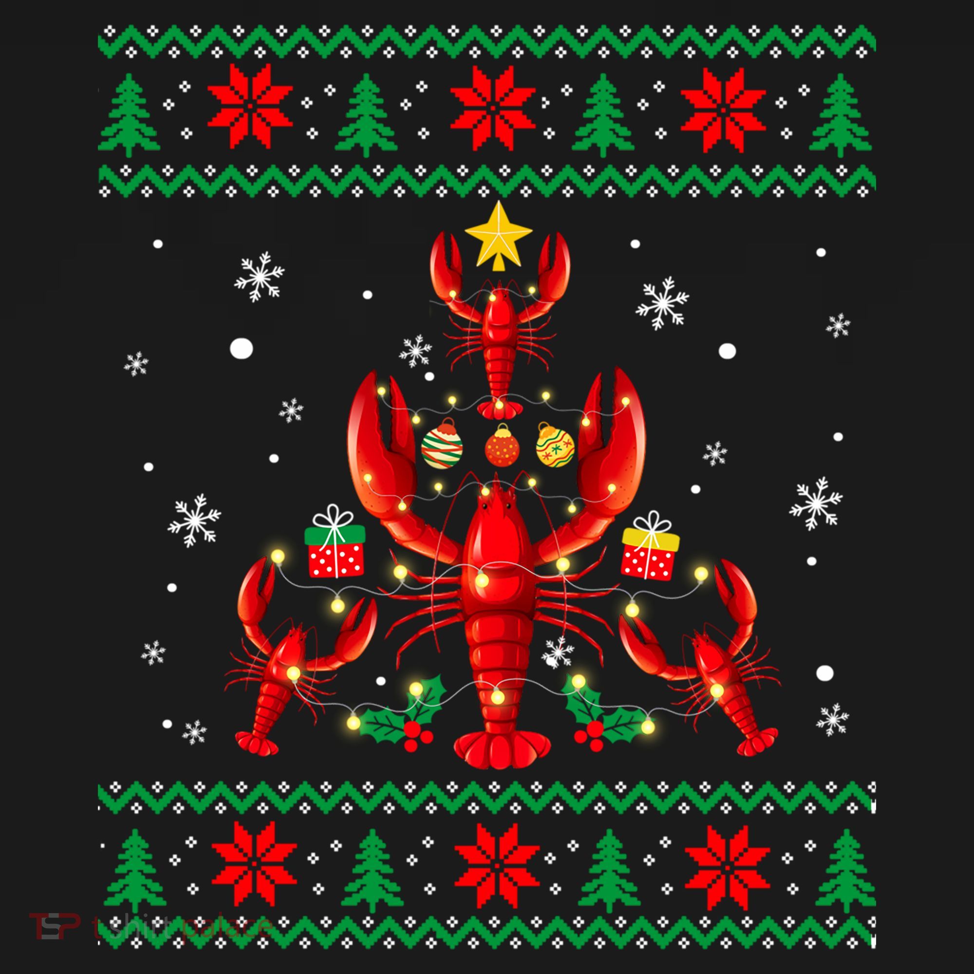 Lobster Christmas Ornat Tree Funny Xmas Gift Ugly Sweater Cool Gift USA-Made Doggie Bandana
