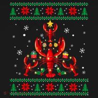 Lobster Christmas Ornat Tree Funny Xmas Gift Ugly Sweater Cool Gift Women's Hoodie thumb 2