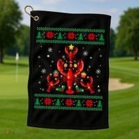 Lobster Christmas Ornat Tree Funny Xmas Gift Ugly Sweater Cool Gift Golf Towel thumb 1