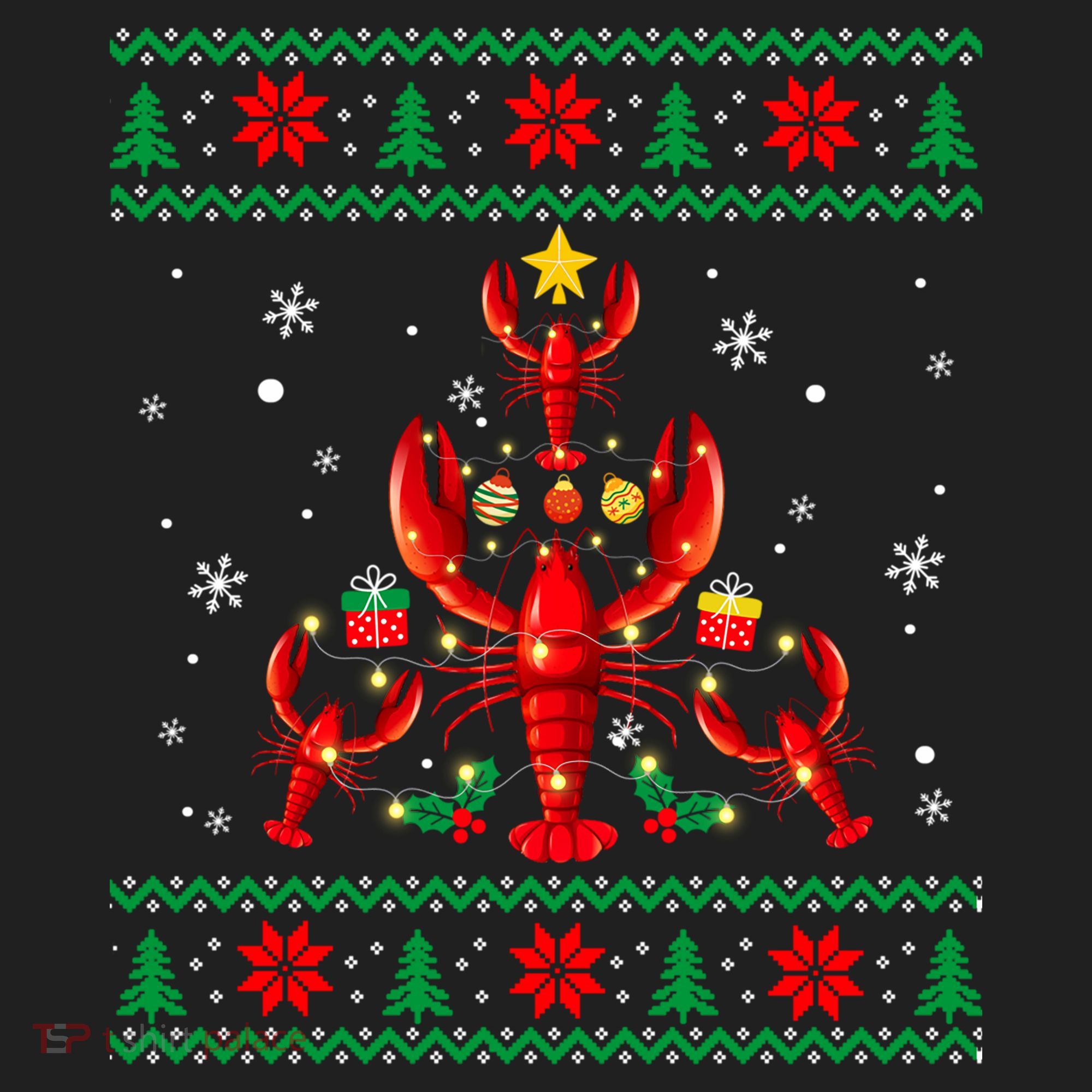 Lobster Christmas Ornat Tree Funny Xmas Gift Ugly Sweater Cool Gift Golf Towel