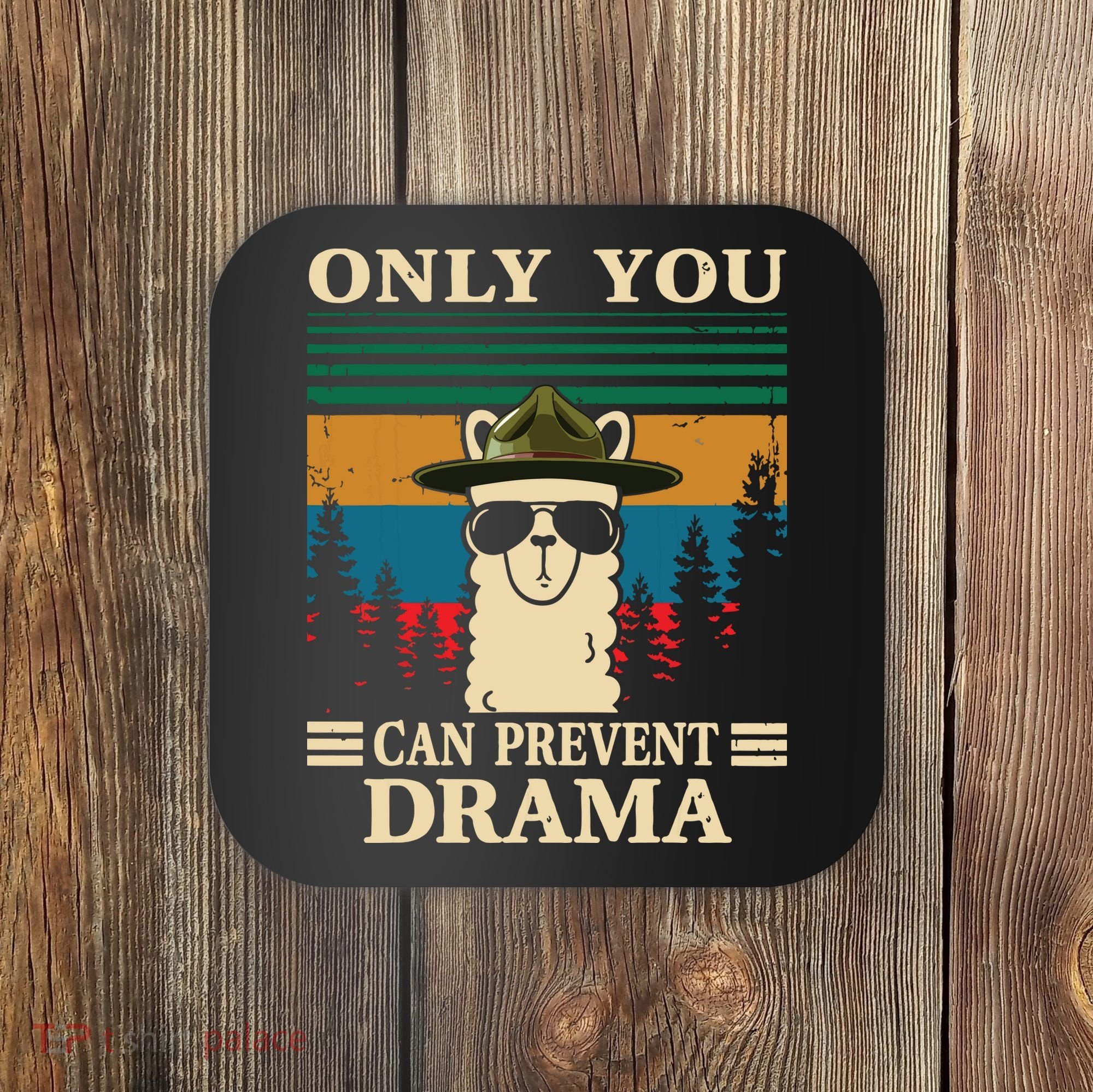 Llama Camping Only You Can Prevent Drama Gifts Men Women Coaster