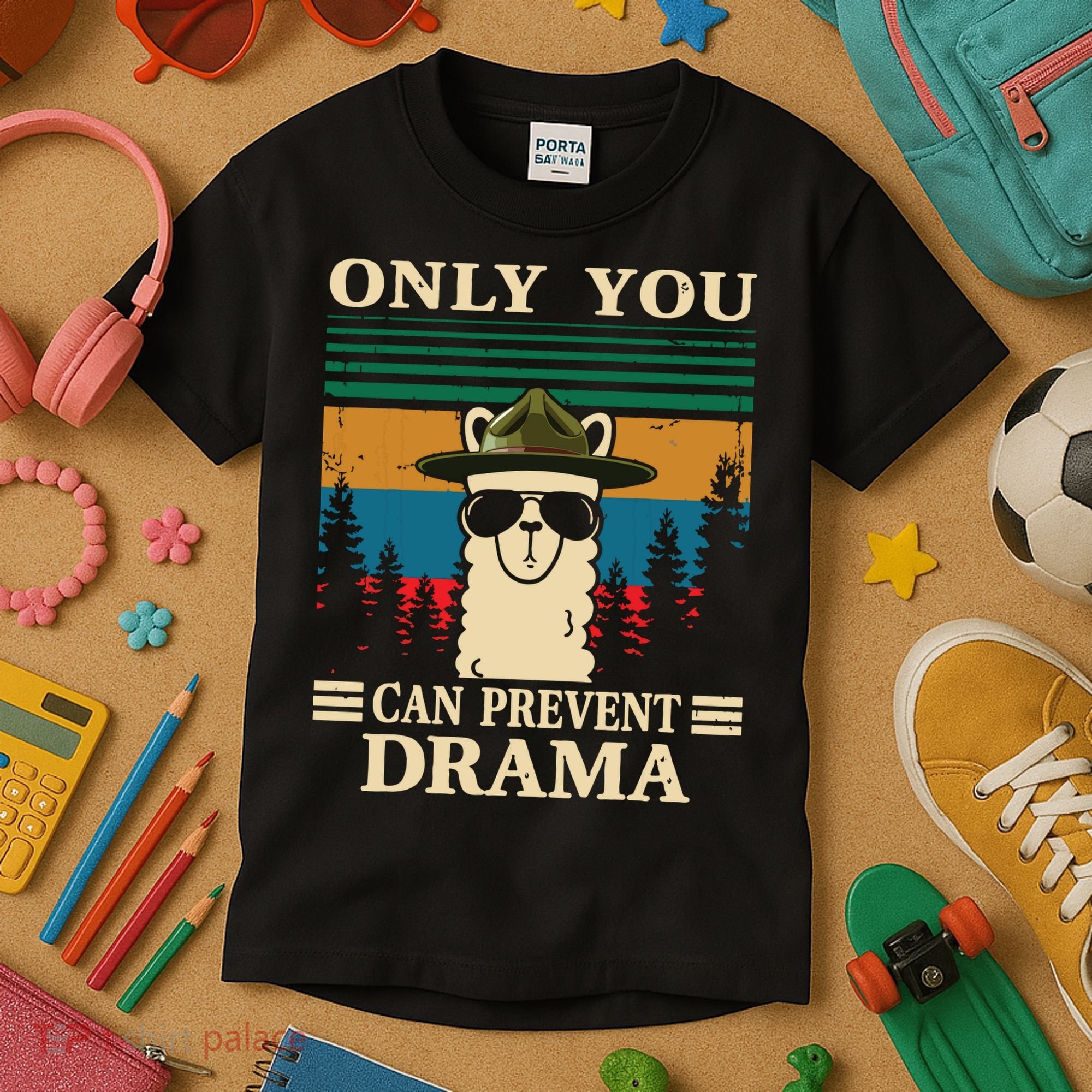 Llama Camping Only You Can Prevent Drama Gifts Men Women Kids T-Shirt