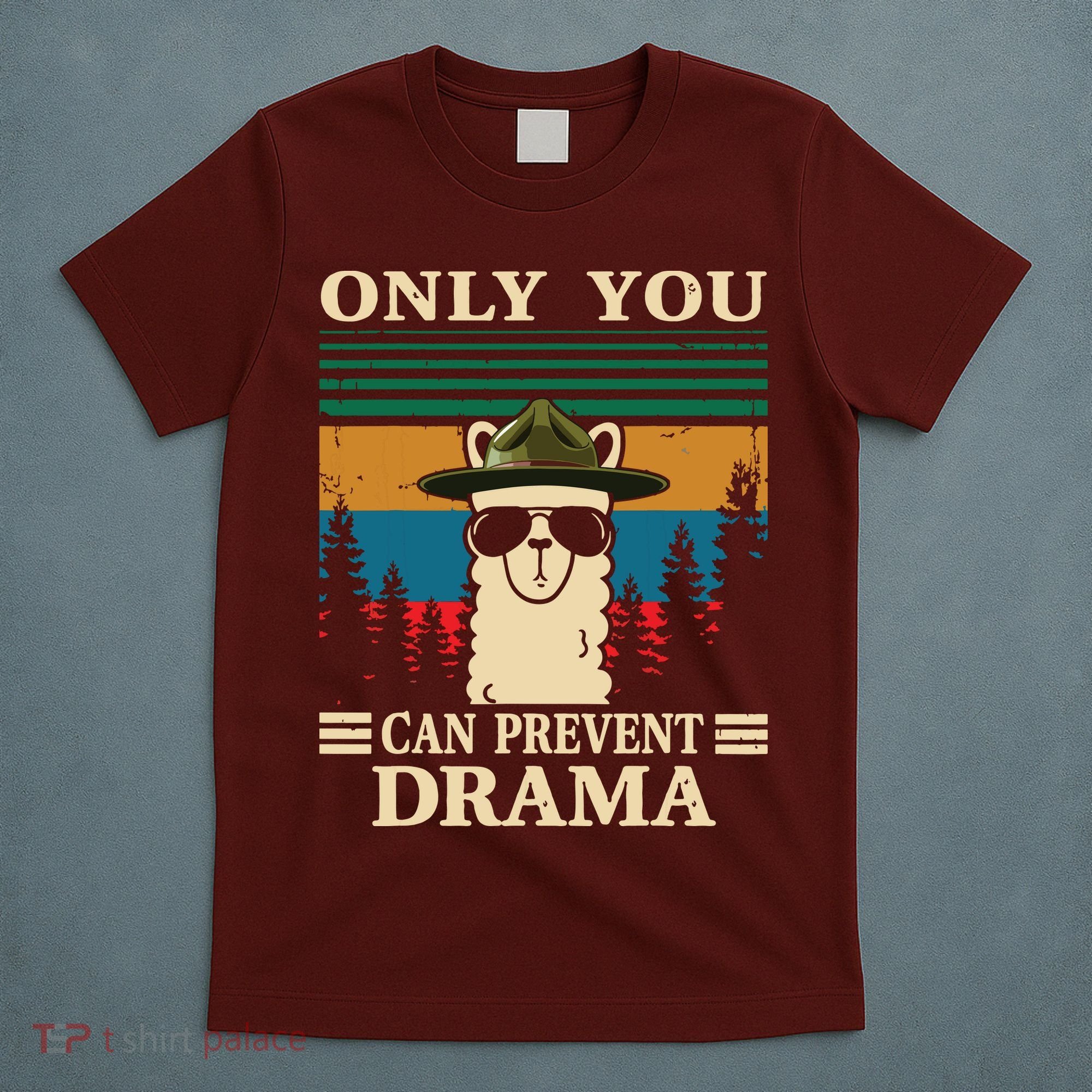 Llama Camping Only You Can Prevent Drama Gifts Men Women T-Shirt